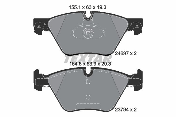 TEXTAR Bremsbeläge Vorne (2469701) für BMW 5 | Scheibenbremsbelagsatz,