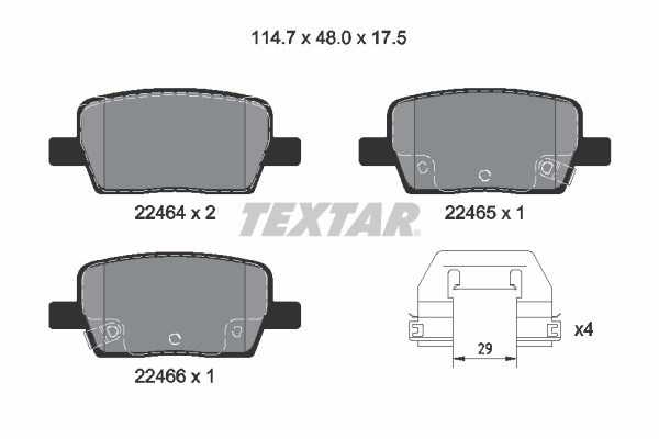 TEXTAR Bremsbeläge mit Zubehör Hinten (2246401) für CHEVROLET Camaro |
