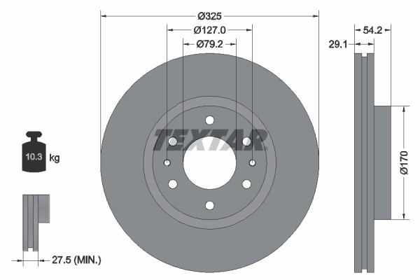 TEXTAR Bremsscheiben außenbelüftet Vorne Rechts Links für CHEVROLET Trailblazer ISUZU Ascender SAAB 9-7x SSR