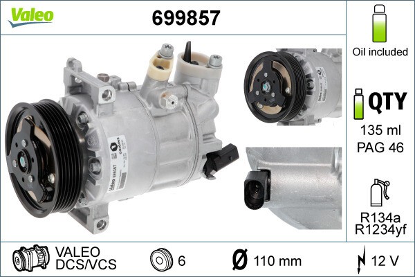 VALEO Klimakompressor Beifahrerseitig (699857) für VW Tiguan Allspace SKODA