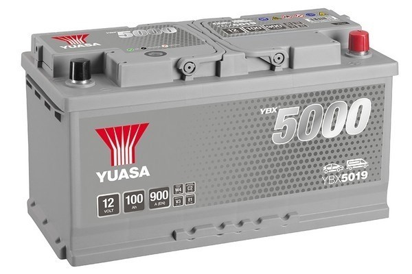 Starterbatterie 'YBX5000 Silver High Performance SMF Batteries' | Yuasa, Anschlusstechnik: T1, Batterie-Kapazität: 100 Ah Bodenleistenausführung: B3