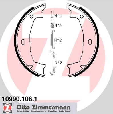 ZIMMERMANN Handbremsbacken mit Zubehör Hinten (10990.106.1) für BMW 3 1 2 4