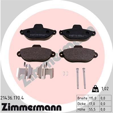 ZIMMERMANN Bremsbeläge mit Zubehör Vorne (21436.170.4) für Fiat Punto Panda /