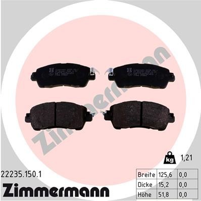 ZIMMERMANN Bremsbeläge Vorne (22235.150.1) für Mazda 2 | Scheibenbremsbelagsatz,