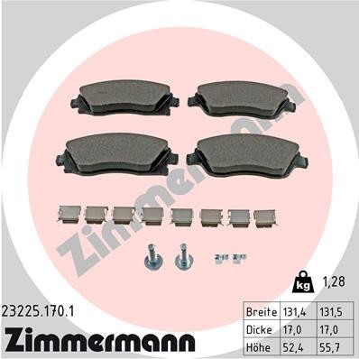 ZIMMERMANN Bremsbeläge Vorne (23225.170.1) für Opel Combo Meriva A Corsa C Tigra