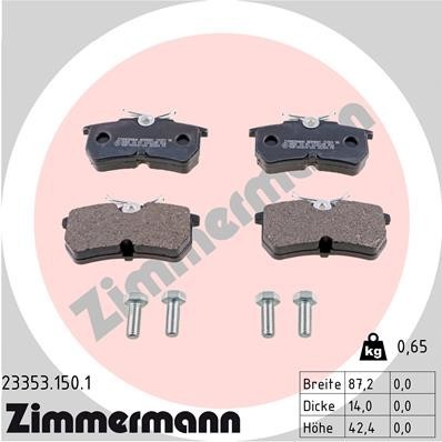 ZIMMERMANN Bremsbeläge Hinten (23353.150.1) für Ford Fiesta VI Focus V |