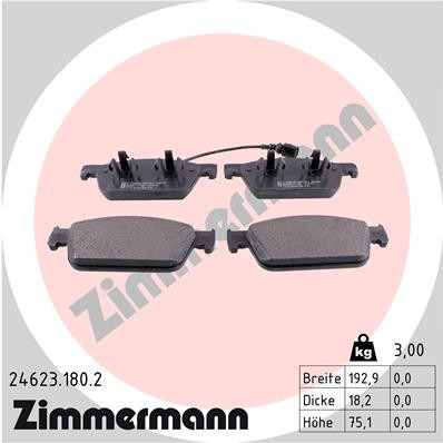 ZIMMERMANN Bremsbeläge Vorne (24623.180.2) für VW Transporter T6 Multivan T5 /