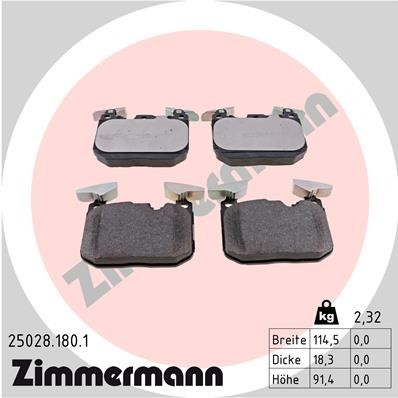 ZIMMERMANN Bremsbeläge Vorne (25028.180.1) für BMW 1 3 4 2 I8 |