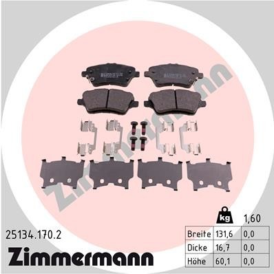 ZIMMERMANN Bremsbeläge mit Zubehör Vorne (25134.170.2) für Ford Fiesta VI B-Max