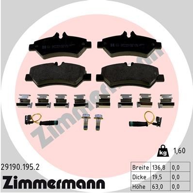 ZIMMERMANN Bremsbeläge mit Zubehör Hinten (29190.195.2) für Mercedes-Benz