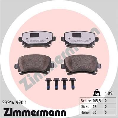 ZIMMERMANN Bremsbeläge Hinten (23914.970.1) für Audi A6 Allroad C6 TT VW Passat