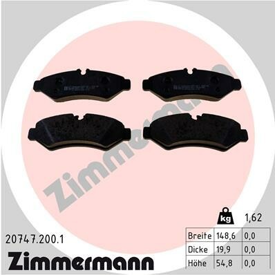 ZIMMERMANN Bremsbeläge Foto entspricht Lieferumfang Hinten Rechts Links für MERCEDES-BENZ Sprinter 3-T 3,5-T 4-T