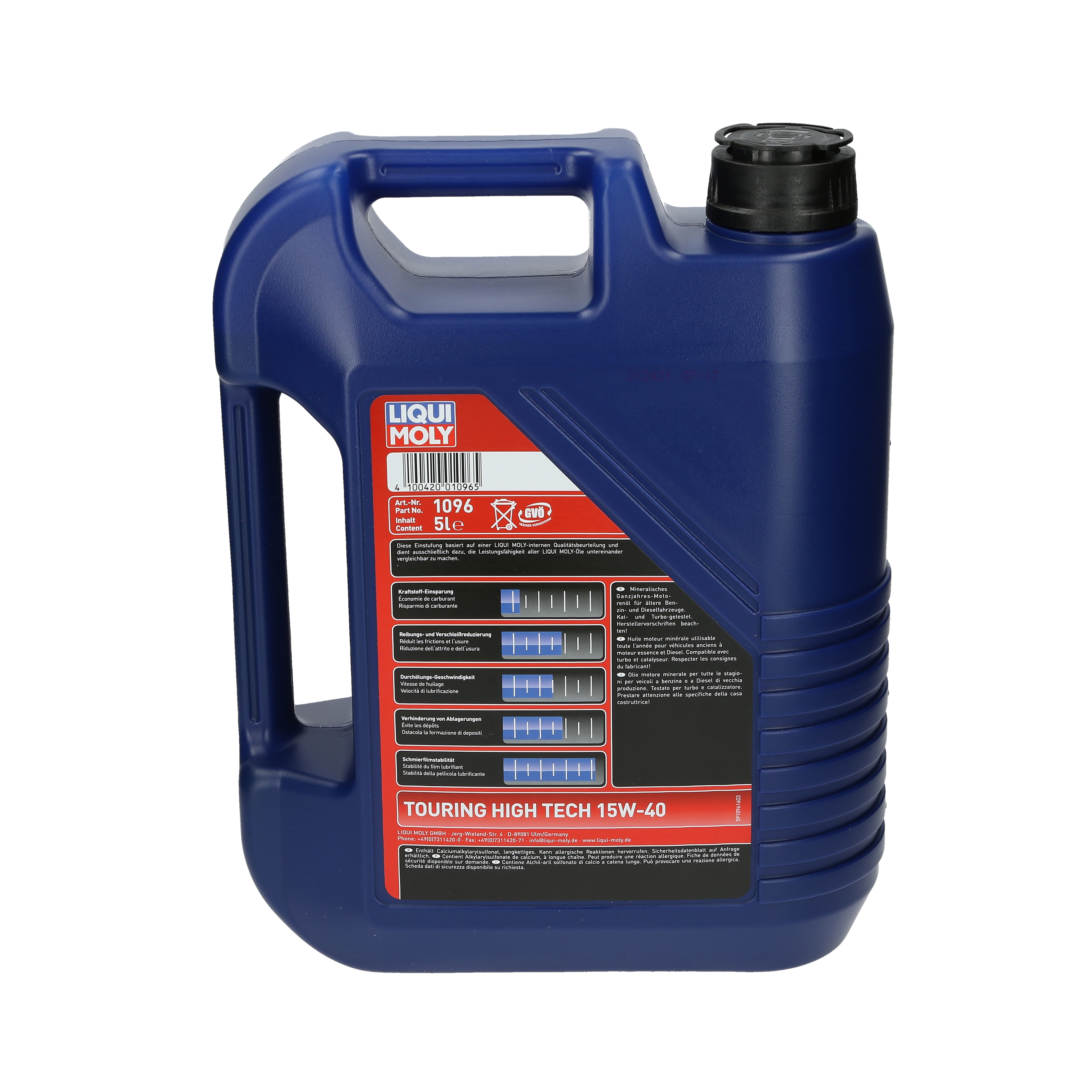 Liqui Moly Touring High Tech Motoroil 15W-40 LIQUI MOLY, par ex. pour Peugeot, Honda, Land Rover, Acura, Isuzu, Bedford, Lada, Piaggio